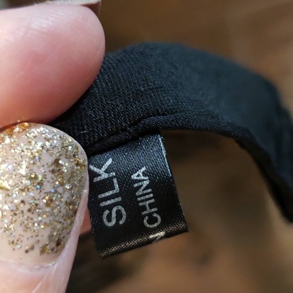 100% silk scarf silver and black with fringe - Picture 5 of 5